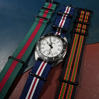 Premium Nato Strap in Navy White Red (Crest) - Nomad Watch Works MY