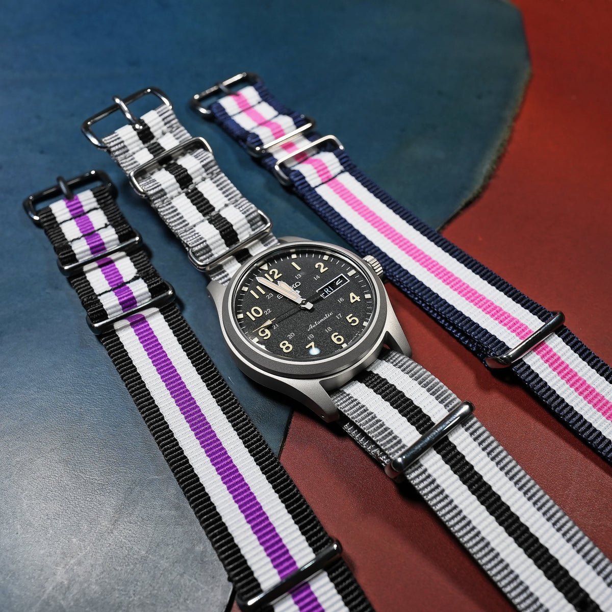 Premium Nato Strap in Regimental Black - Nomad Watch Works MY