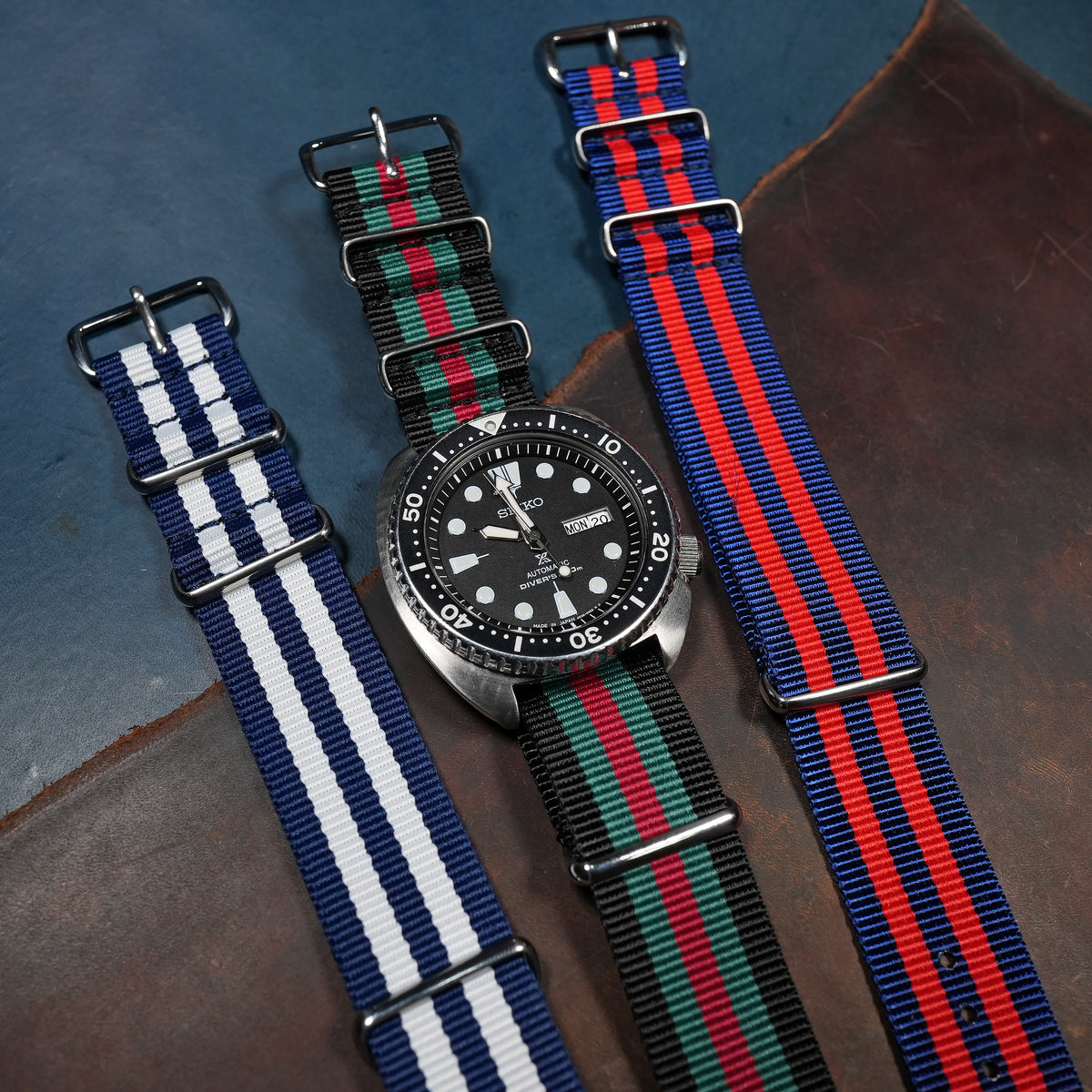 Premium Nato Strap in Black Green Red - Nomad Watch Works MY