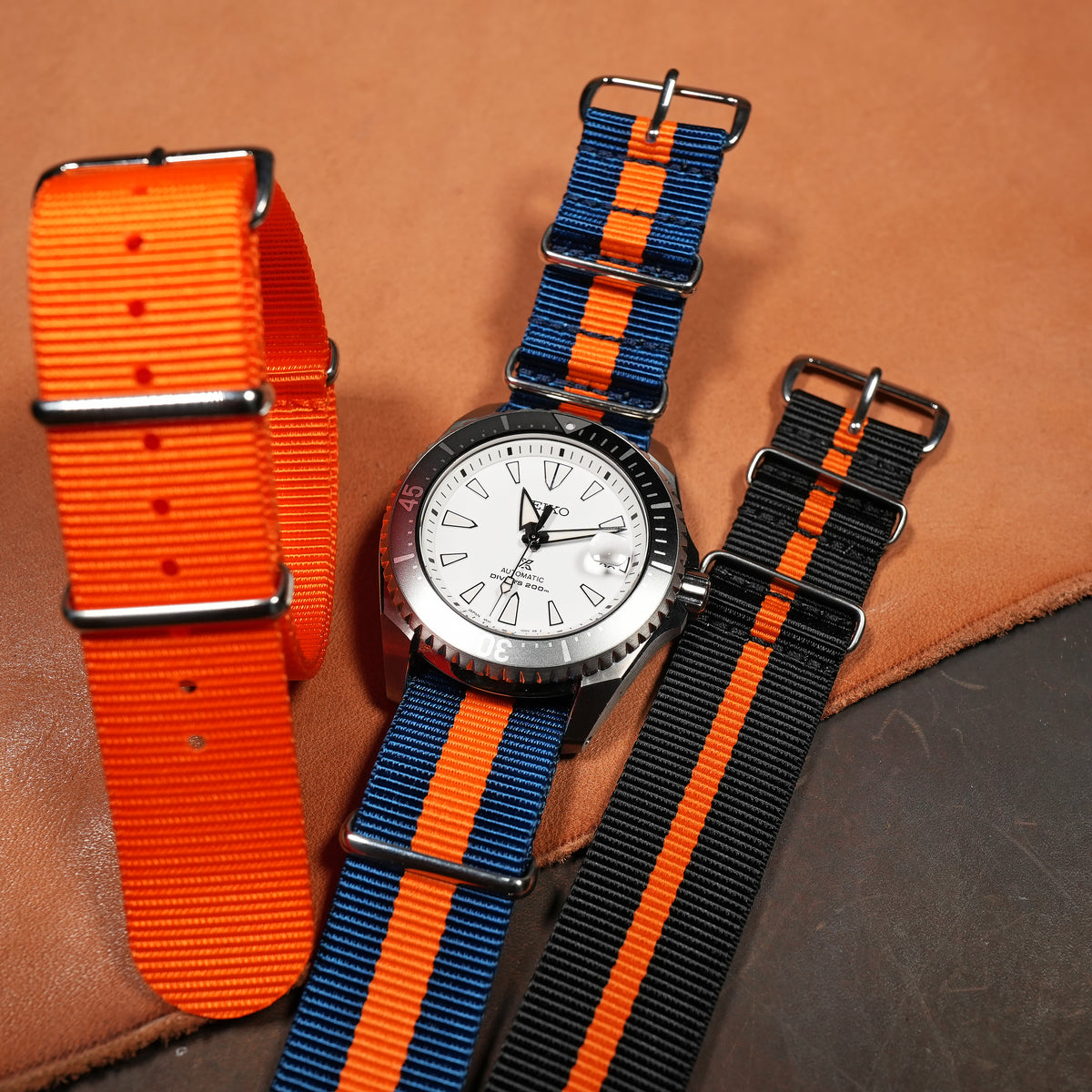 Premium Nato Strap in Navy Orange - Nomad Watch Works MY