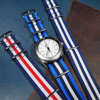 Premium Nato Strap in Blue Black White - Nomad Watch Works MY
