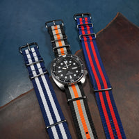 Premium Nato Strap in Black Grey Orange - Nomad Watch Works MY