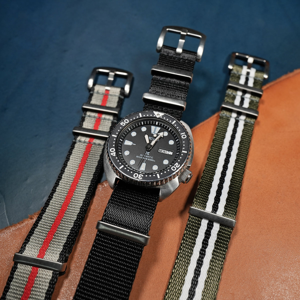 Seat Belt Nato Strap in Black - Nomad Watch Works MY