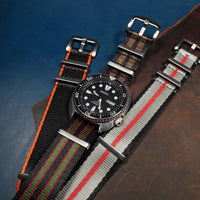 Seat Belt Nato Strap in Black Green Red (James Bond) - Nomad Watch Works MY