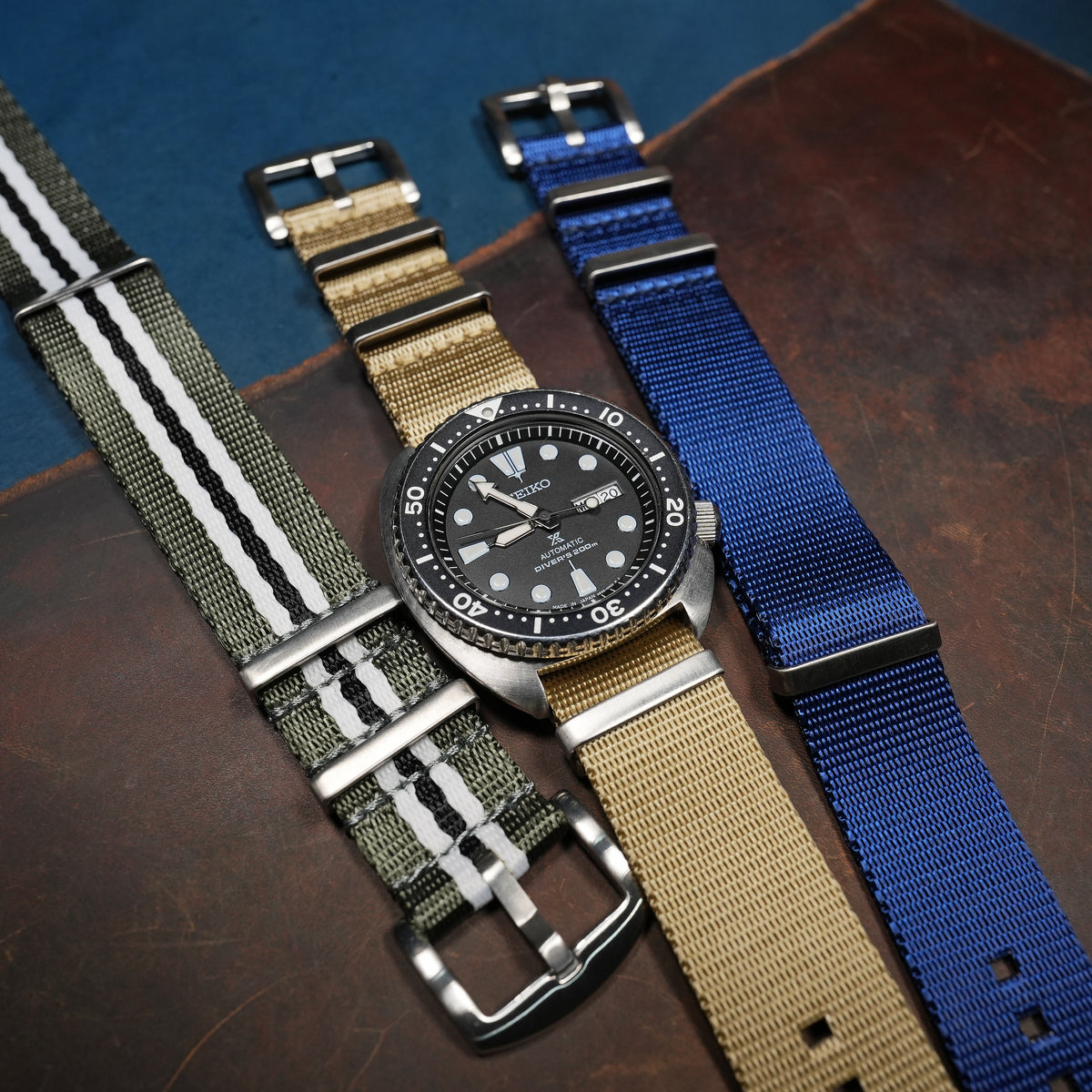 Seat Belt Nato Strap in Khaki - Nomad Watch Works MY