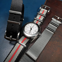 Seat Belt Nato Strap in Black Grey Red - Nomad Watch Works MY