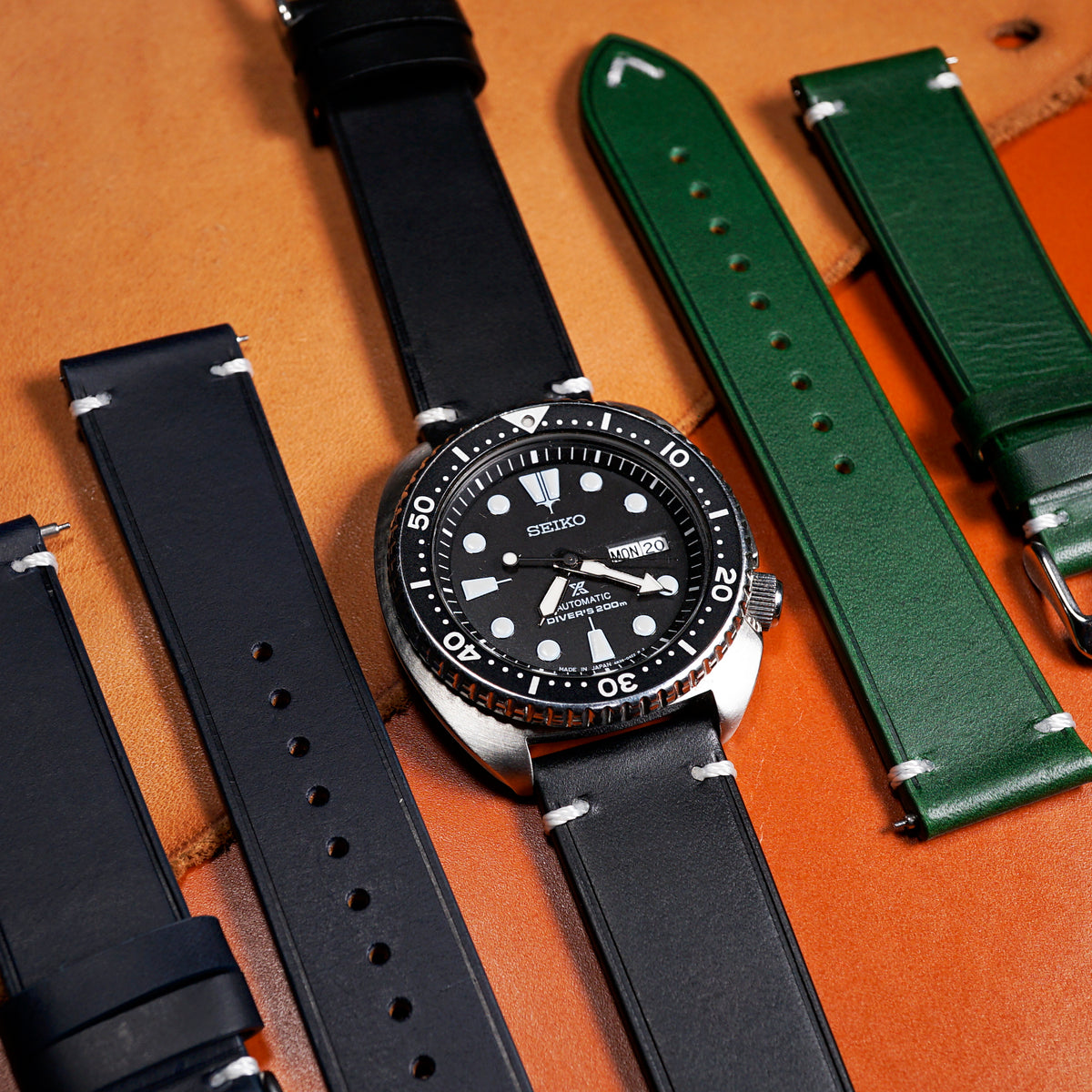 Emery Vintage Buttero Leather Strap in Black (18mm) - Nomad Watch Works MY