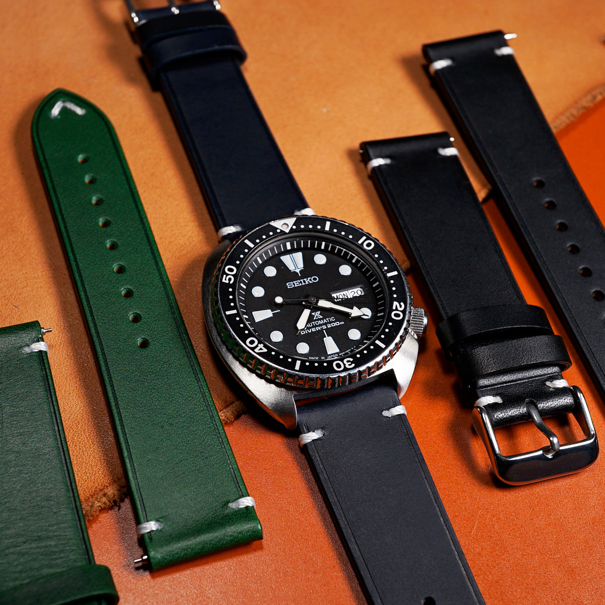 Emery Vintage Buttero Leather Strap in Navy (18mm) - Nomad Watch Works MY