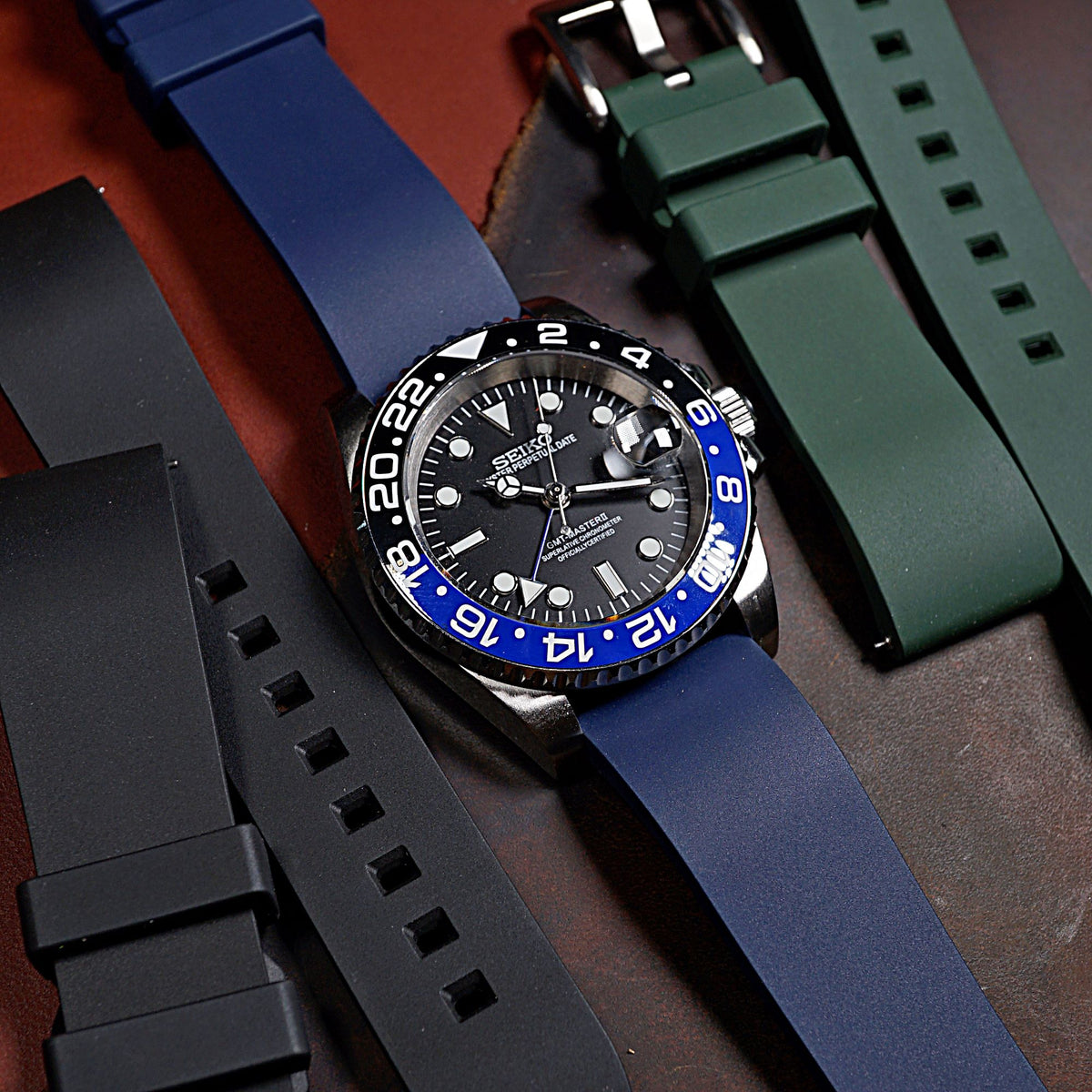 FKM Rubber Strap in Navy - Nomad Watch Works MY