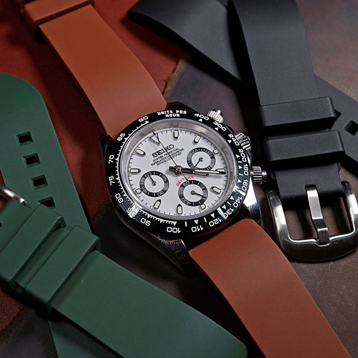 FKM Rubber Strap in Brown - Nomad Watch Works MY