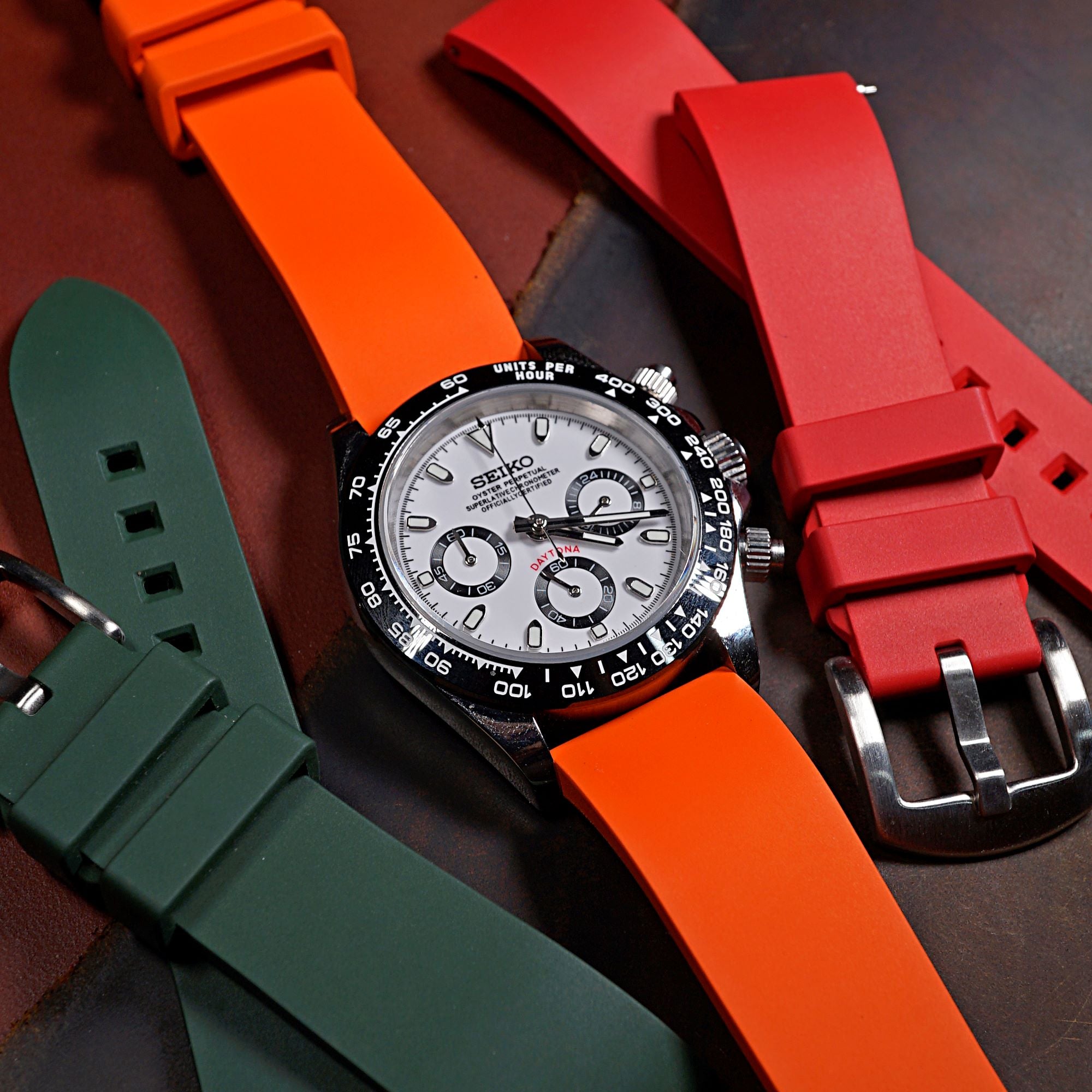 FKM Rubber Strap in Orange - Nomad Watch Works MY