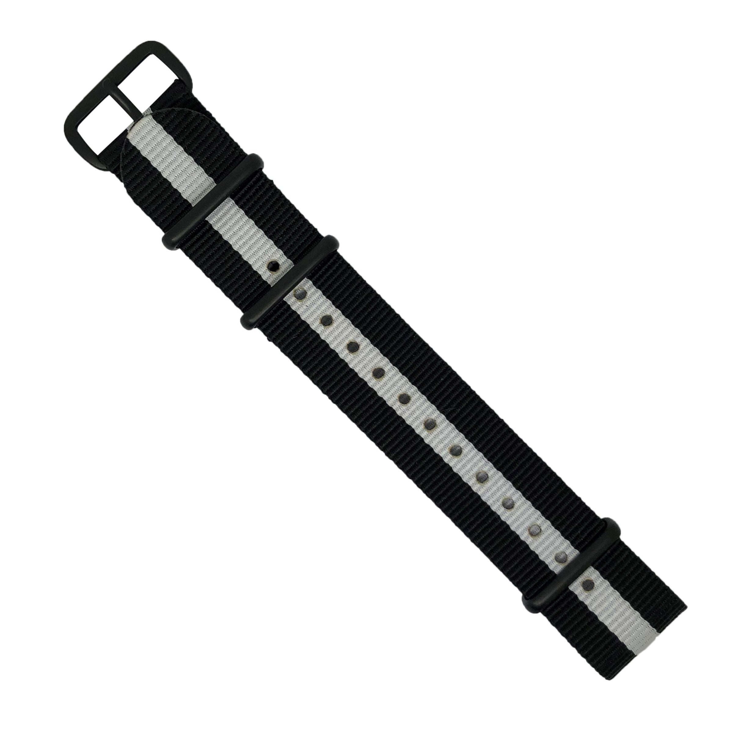 Premium Nato Strap in Black White - Nomad Watch Works MY