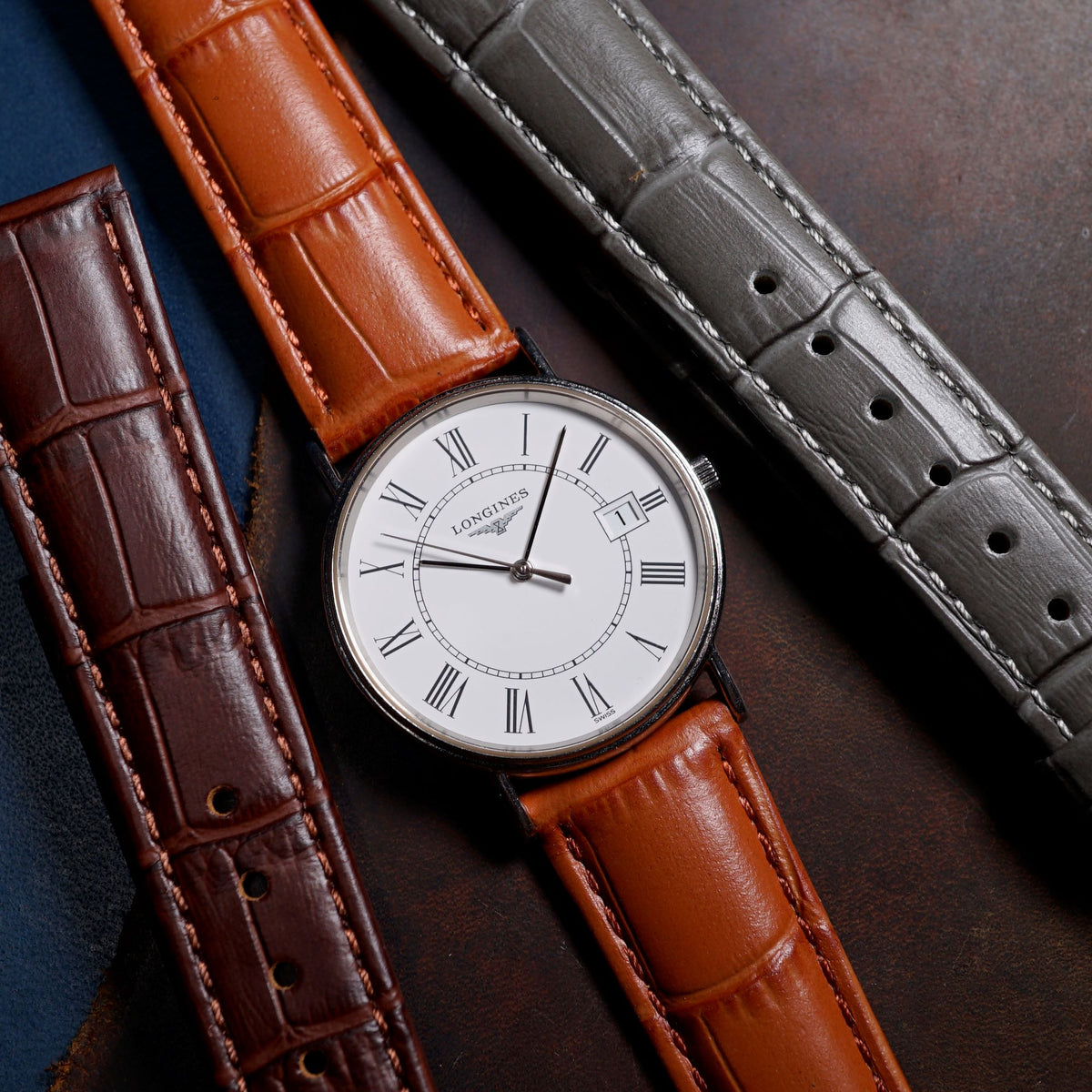 Genuine Croc Pattern Stitched Leather Watch Strap in Tan - Nomad Watch Works MY