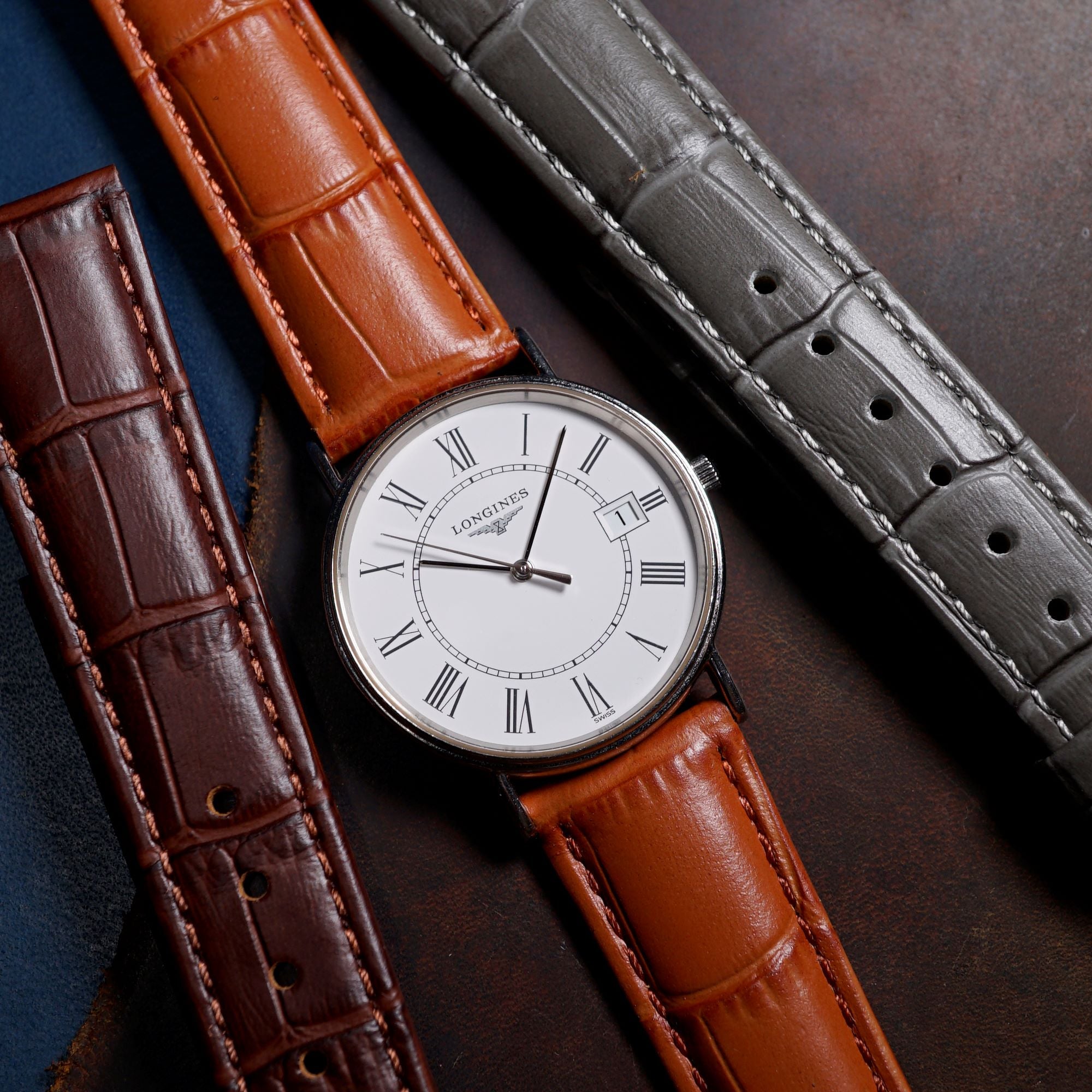 Genuine Croc Pattern Stitched Leather Watch Strap in Tan - Nomad Watch Works MY