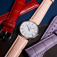 Genuine Croc Pattern Stitched Leather Watch Strap in Pink - Nomad Watch Works MY
