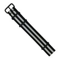 Premium Nato Strap in Black White Small Stripes - Nomad Watch Works MY