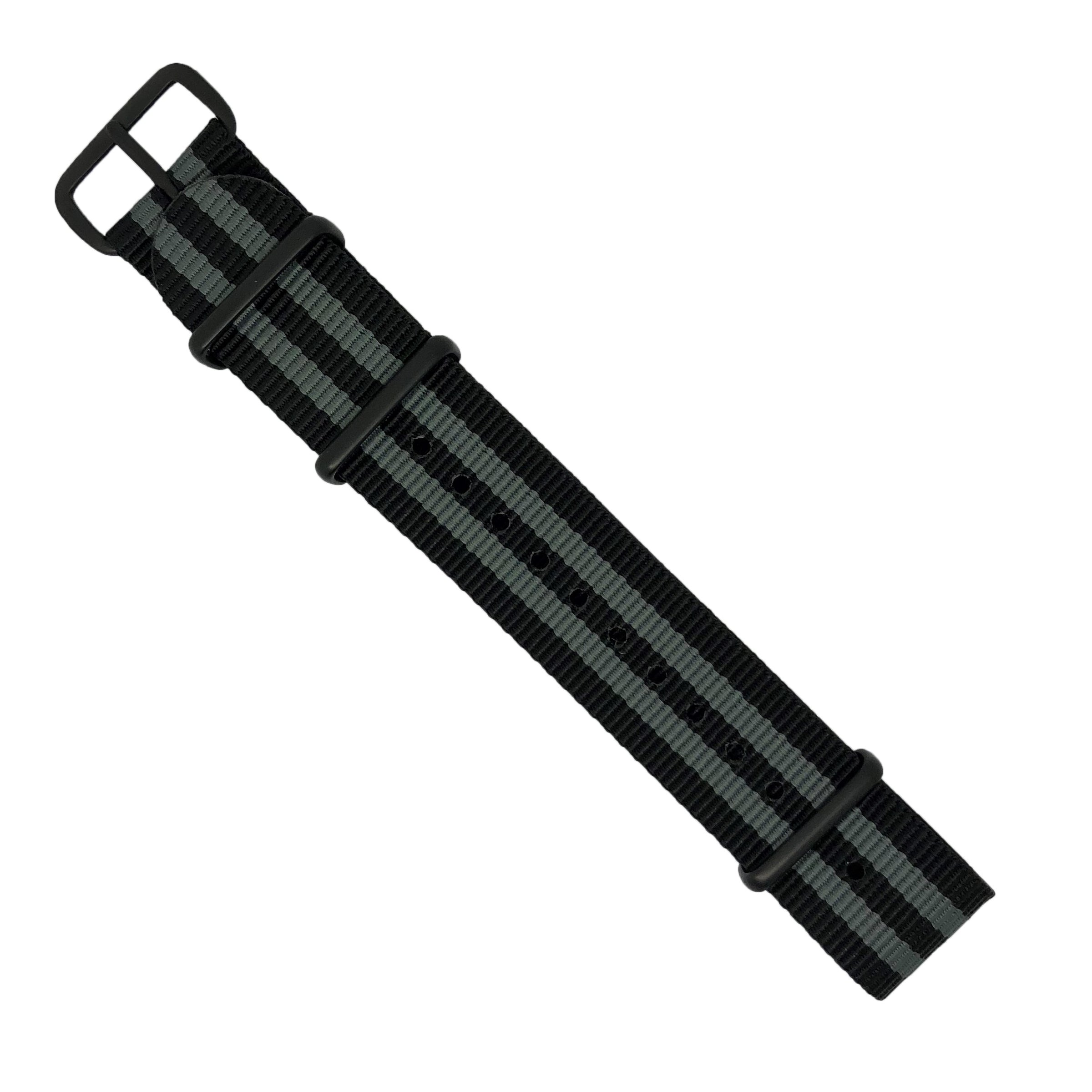 Premium Nato Strap in Black Grey (James Bond) - Nomad Watch Works MY