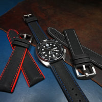 Performax N1 Hybrid Strap in Black with Blue Stitching - Nomad Watch Works MY