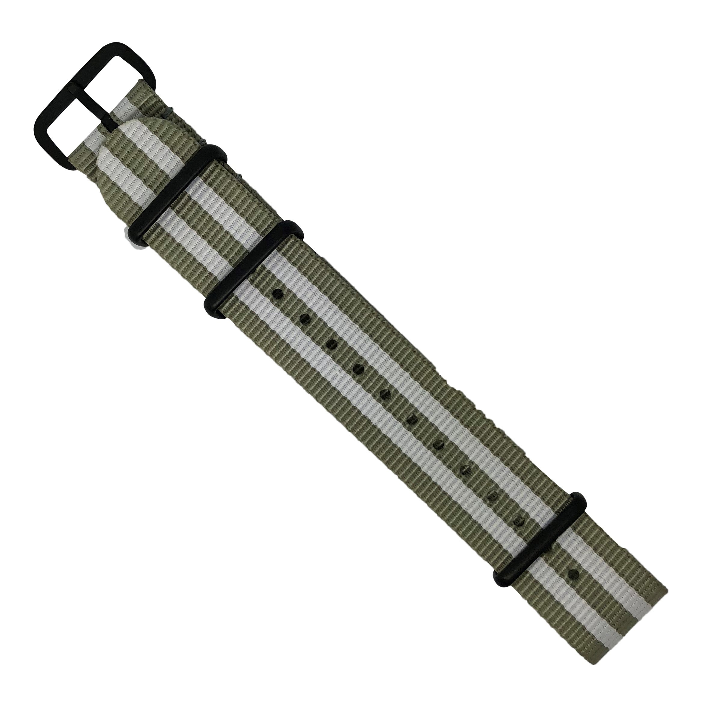 Premium Nato Strap in Grey White Small Stripes - Nomad Watch Works MY