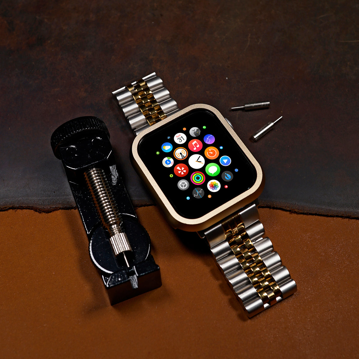 Jubilee Metal Strap in Silver and Yellow Gold (Apple Watch) - Nomad Watch Works MY