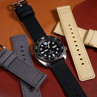 Quick Release Canvas Watch Strap in Black with Brushed Silver Buckle (20mm) - Nomad Watch Works MY