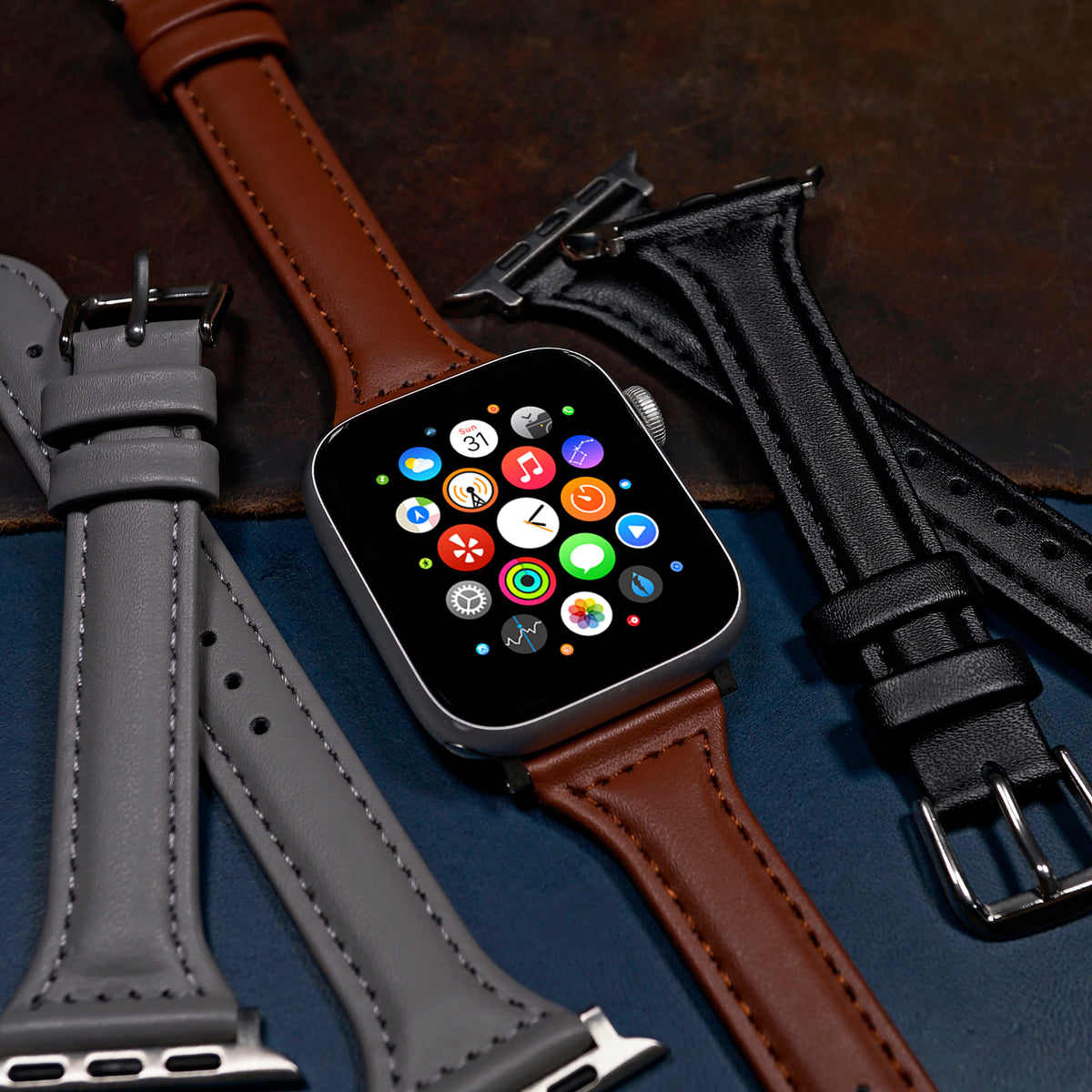 Slim Leather Strap in Brown (Apple Watch) - Nomad Watch Works MY