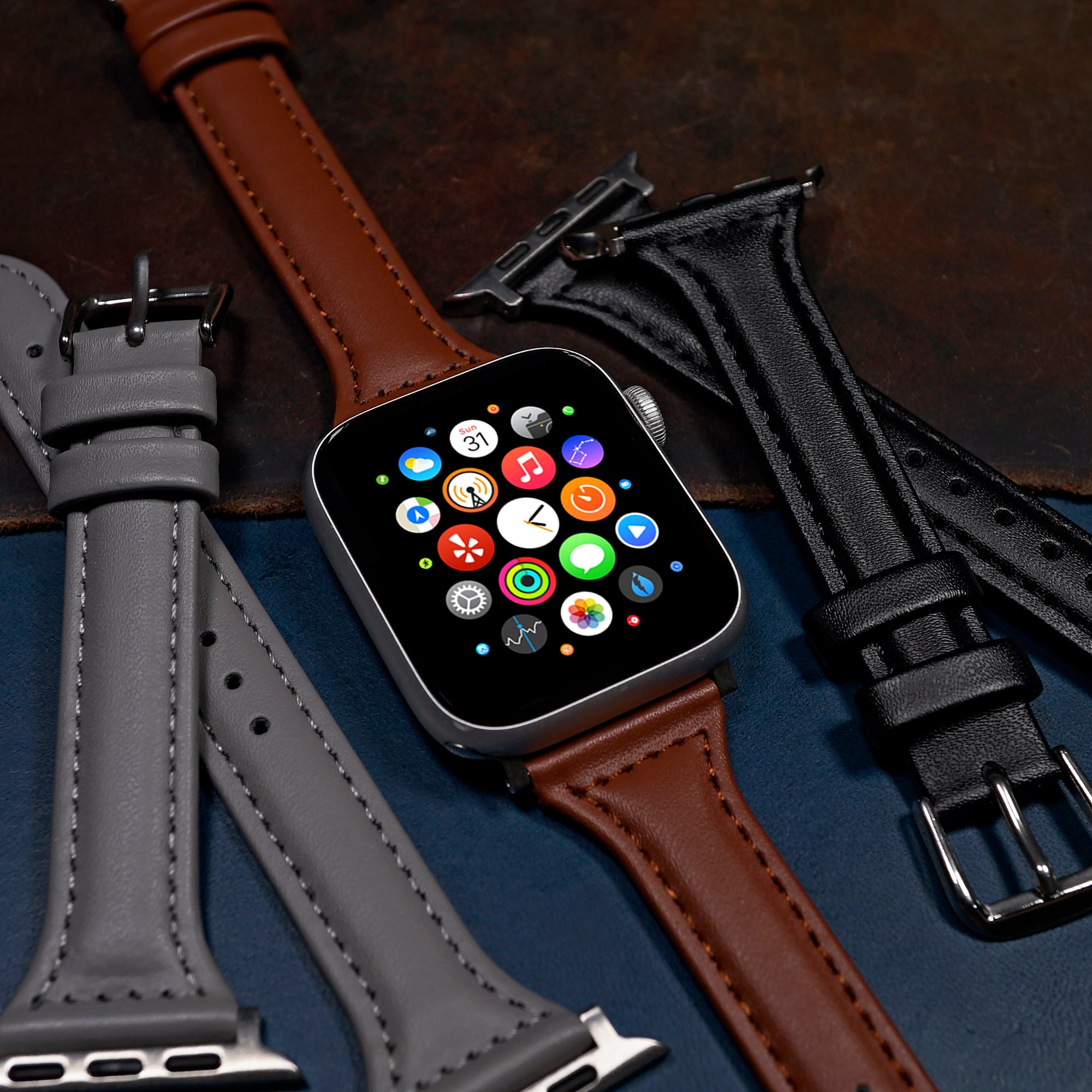 Slim Leather Strap in Brown (Apple Watch) - Nomad Watch Works MY