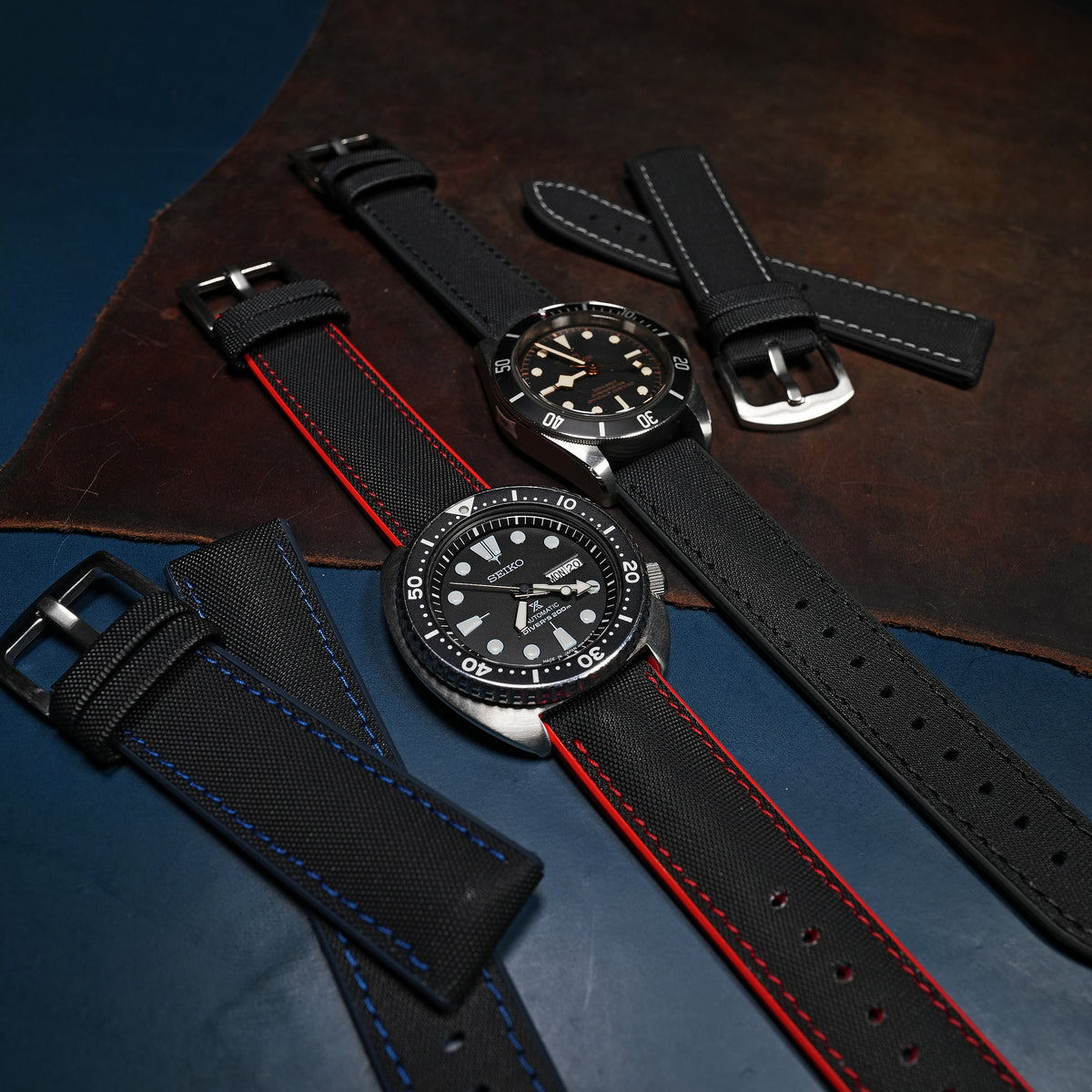 Performax N1 Hybrid Strap in Black with Red Stitching - Nomad Watch Works MY