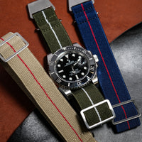 Marine Nationale Strap in Olive White - Nomad Watch Works MY