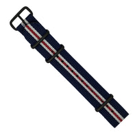 Premium Nato Strap in Navy White Red (Crest) - Nomad Watch Works MY