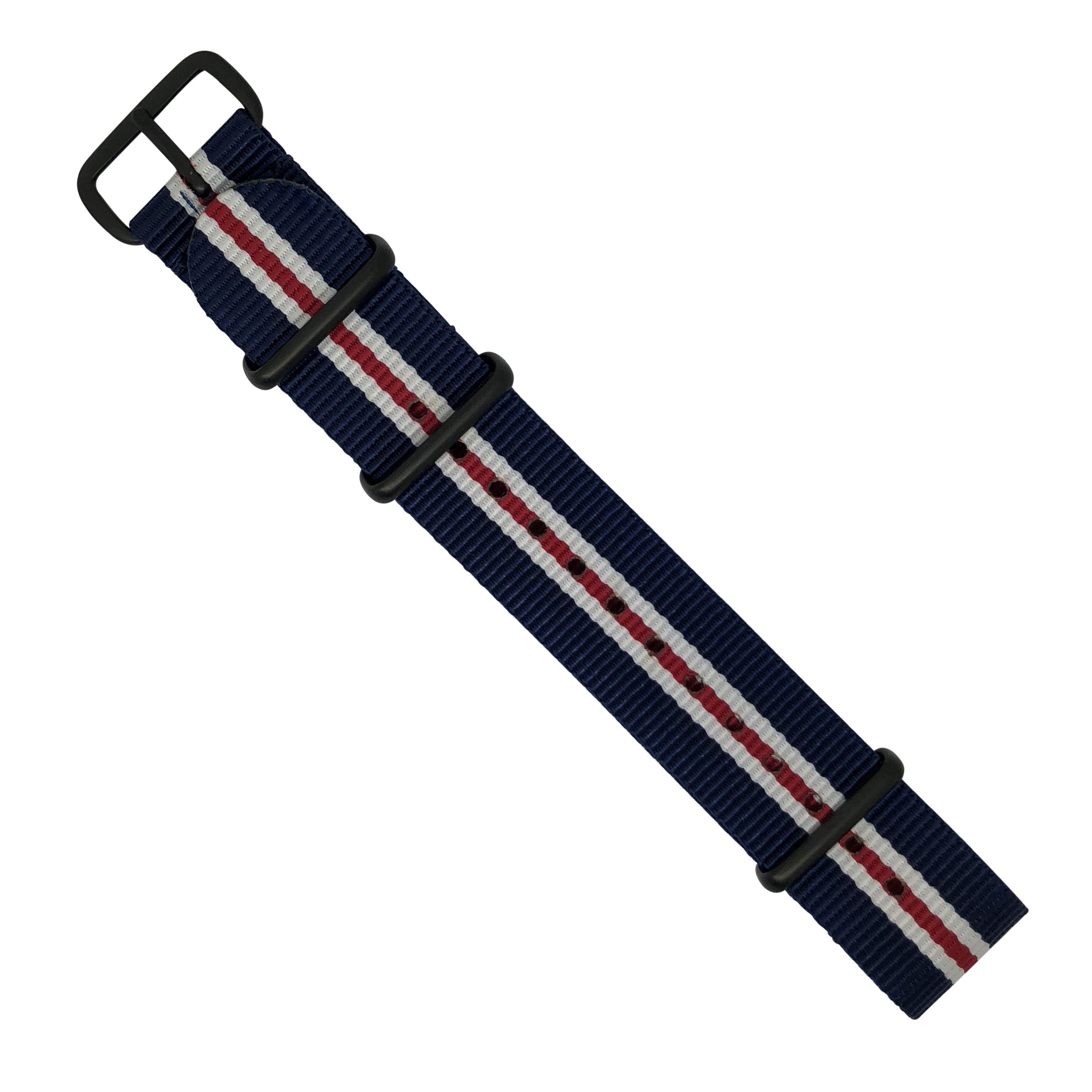 Premium Nato Strap in Navy White Red (Crest) - Nomad Watch Works MY