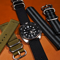 Two Piece Heavy Duty Zulu Strap in Black - Nomad Watch Works MY