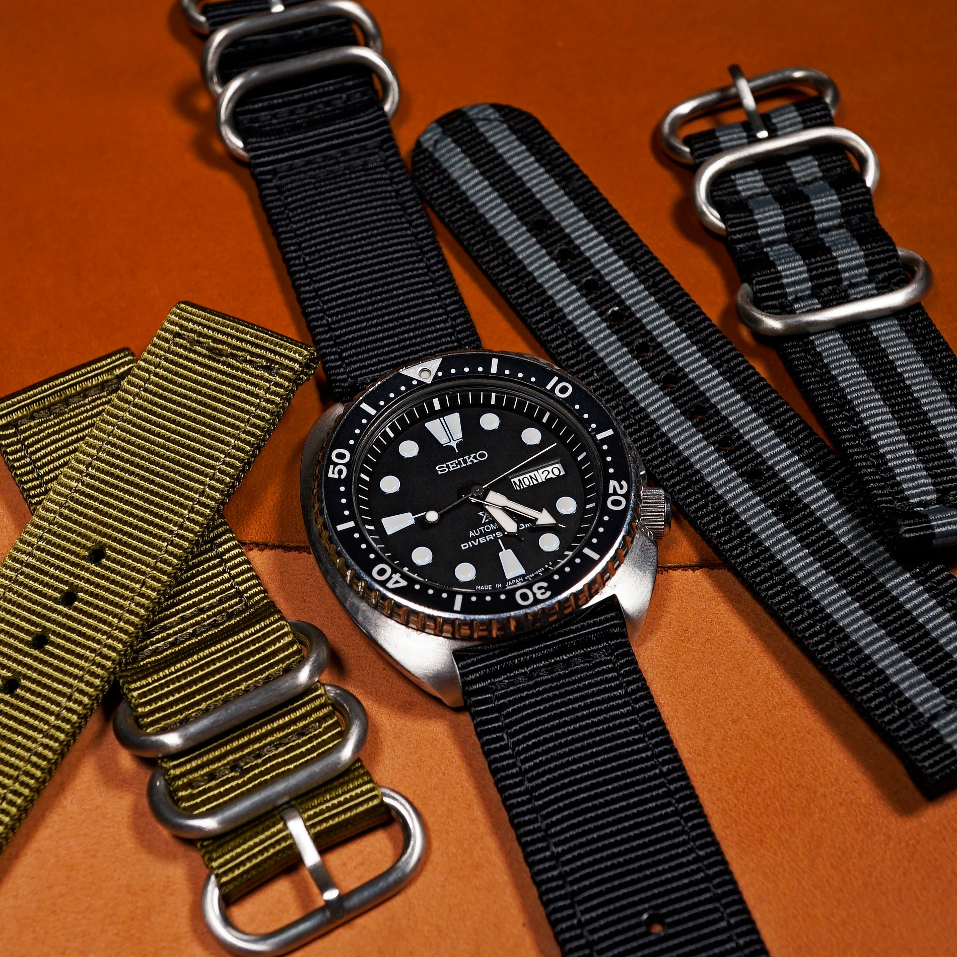Two Piece Heavy Duty Zulu Strap in Black - Nomad Watch Works MY