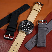 Quick Release Canvas Watch Strap in Khaki with Brushed Silver Buckle (20mm) - Nomad Watch Works MY