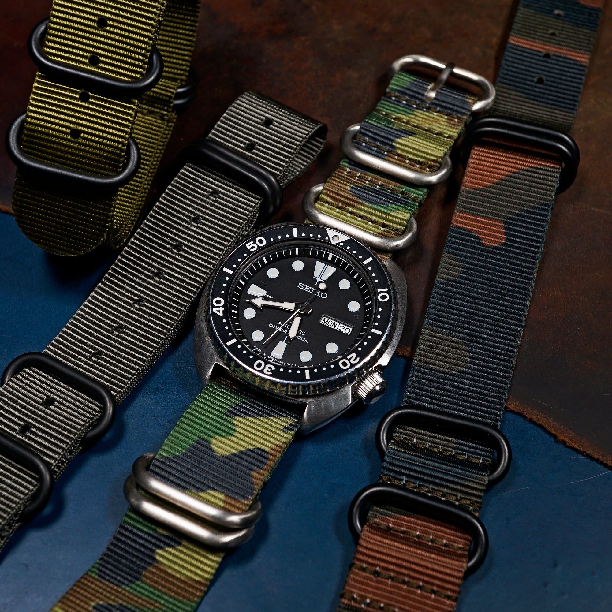 Heavy Duty Zulu Strap in Green Camo - Nomad Watch Works MY