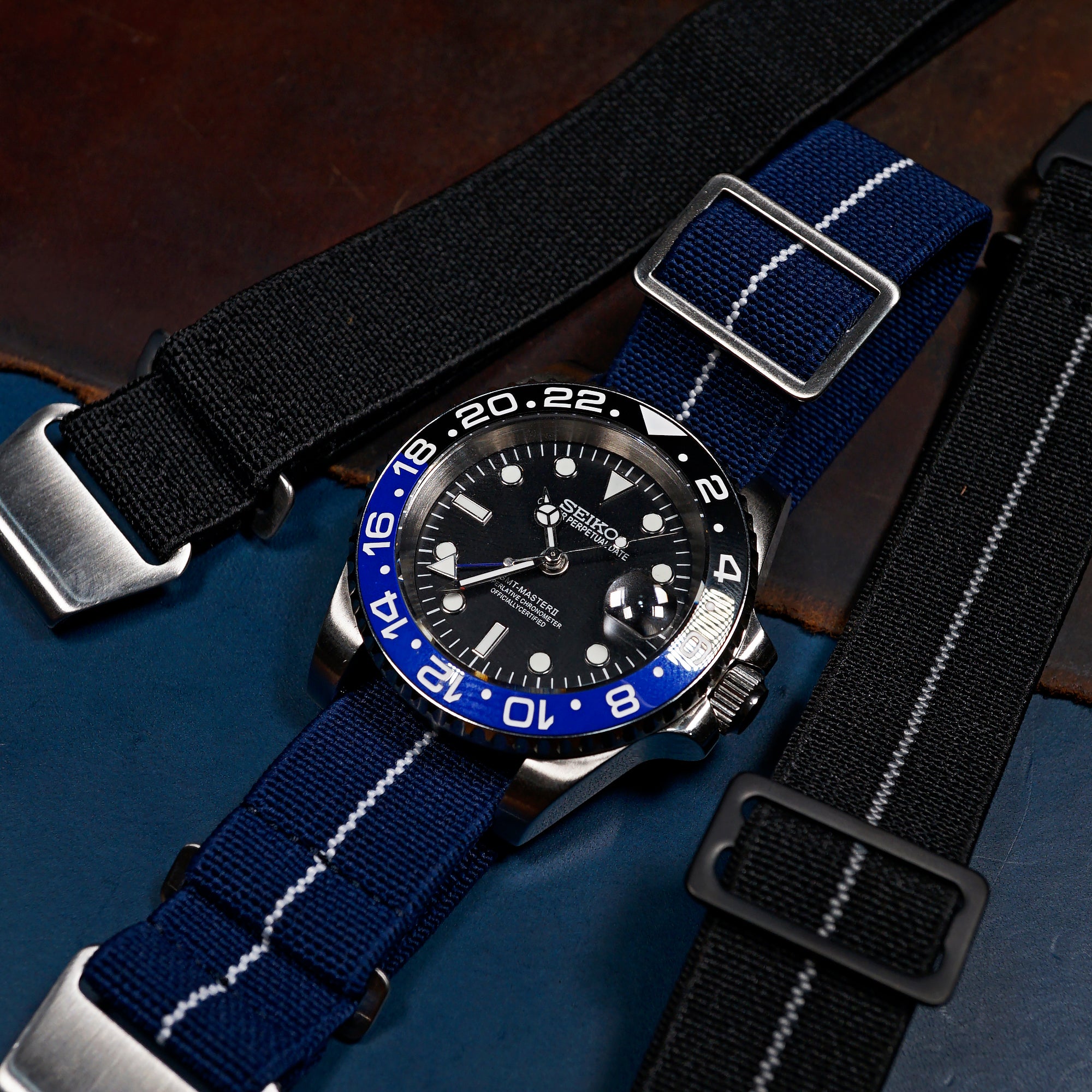 Marine Nationale Strap in Navy White - Nomad Watch Works MY