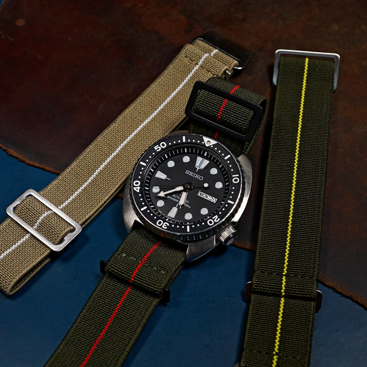 Marine Nationale Strap in Olive Red - Nomad Watch Works MY