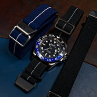 Marine Nationale Strap in Black w/ Center Stripe - Nomad Watch Works MY