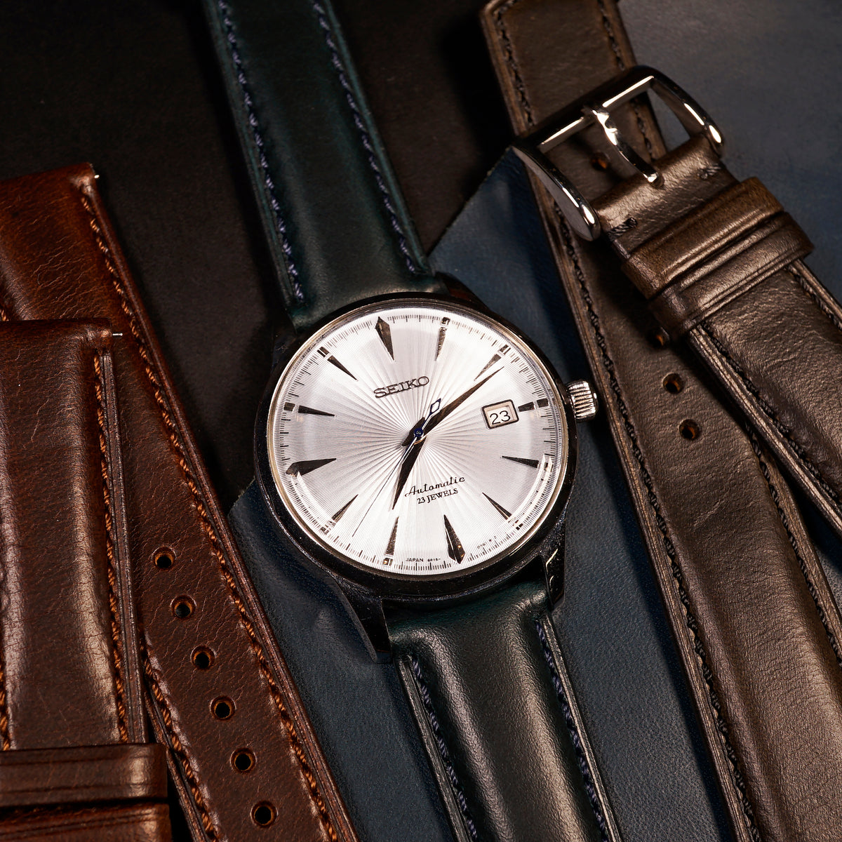 M3 Smooth Leather Watch Strap in Navy - Nomad Watch Works MY