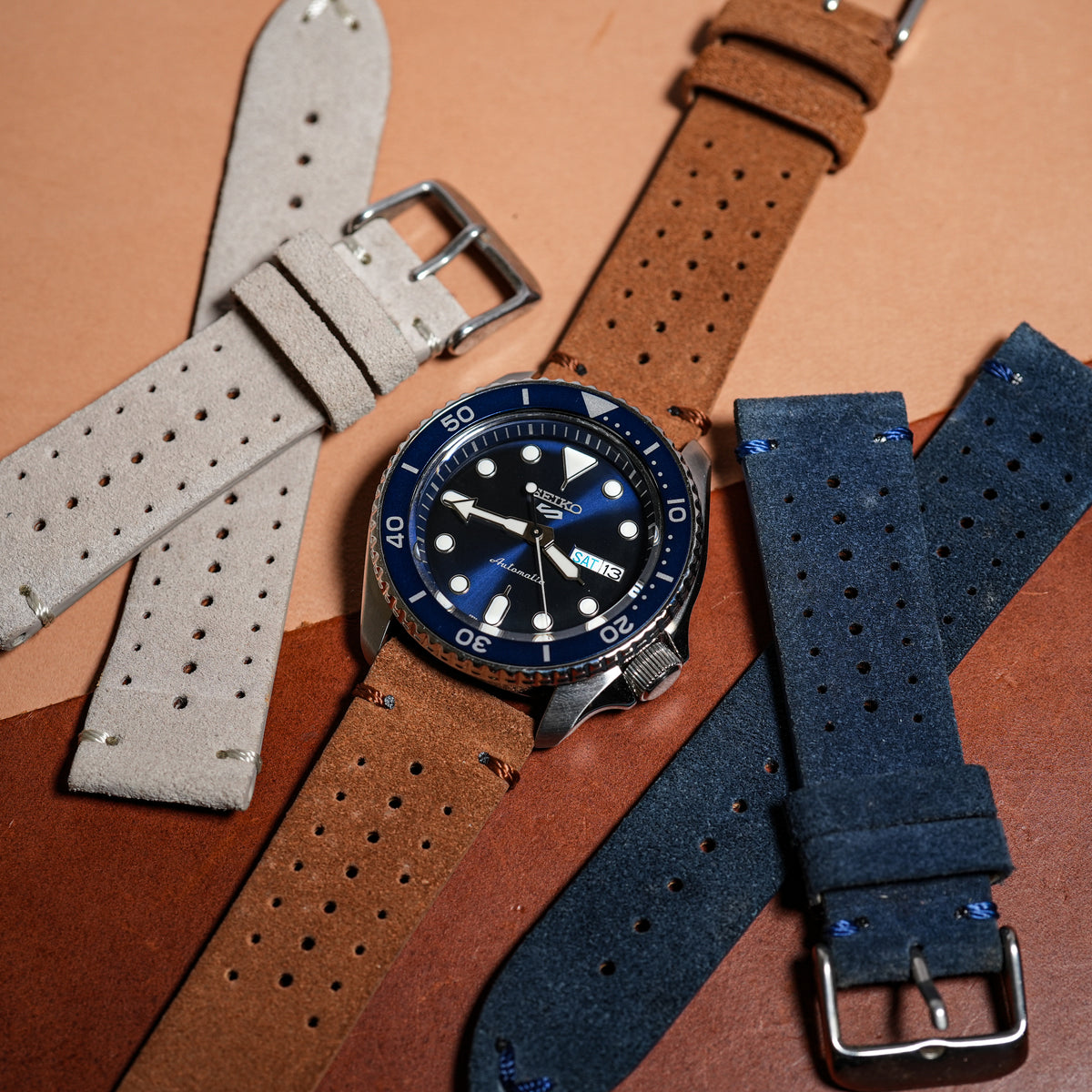 Premium Rally Suede Leather Watch Strap in Tan - Nomad Watch Works MY