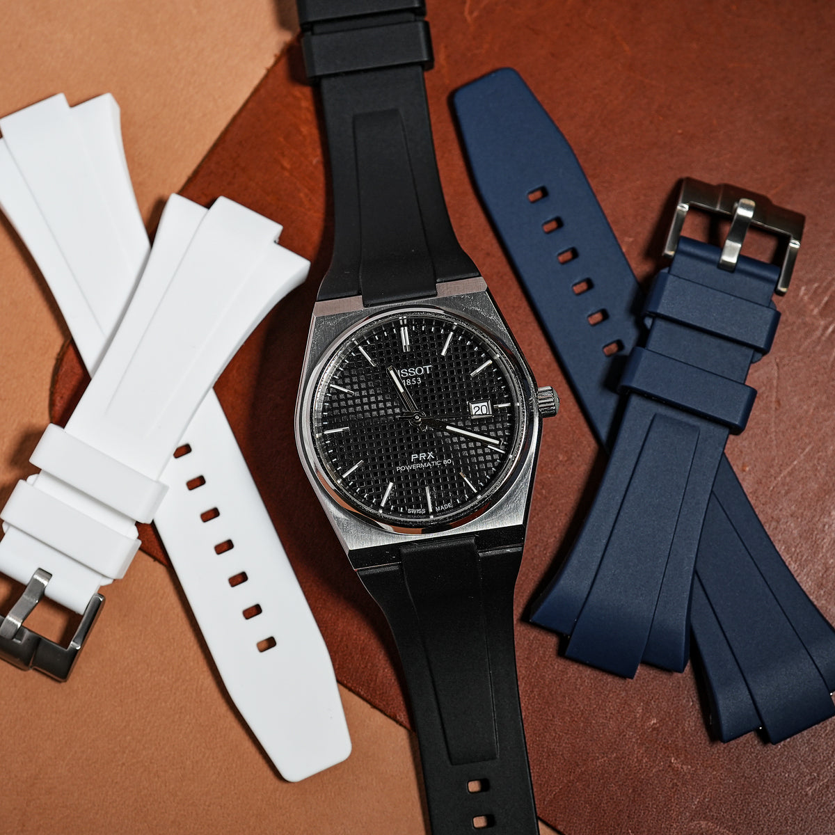 Flex Rubber Strap in Black for Tissot PRX - Nomad Watch Works MY