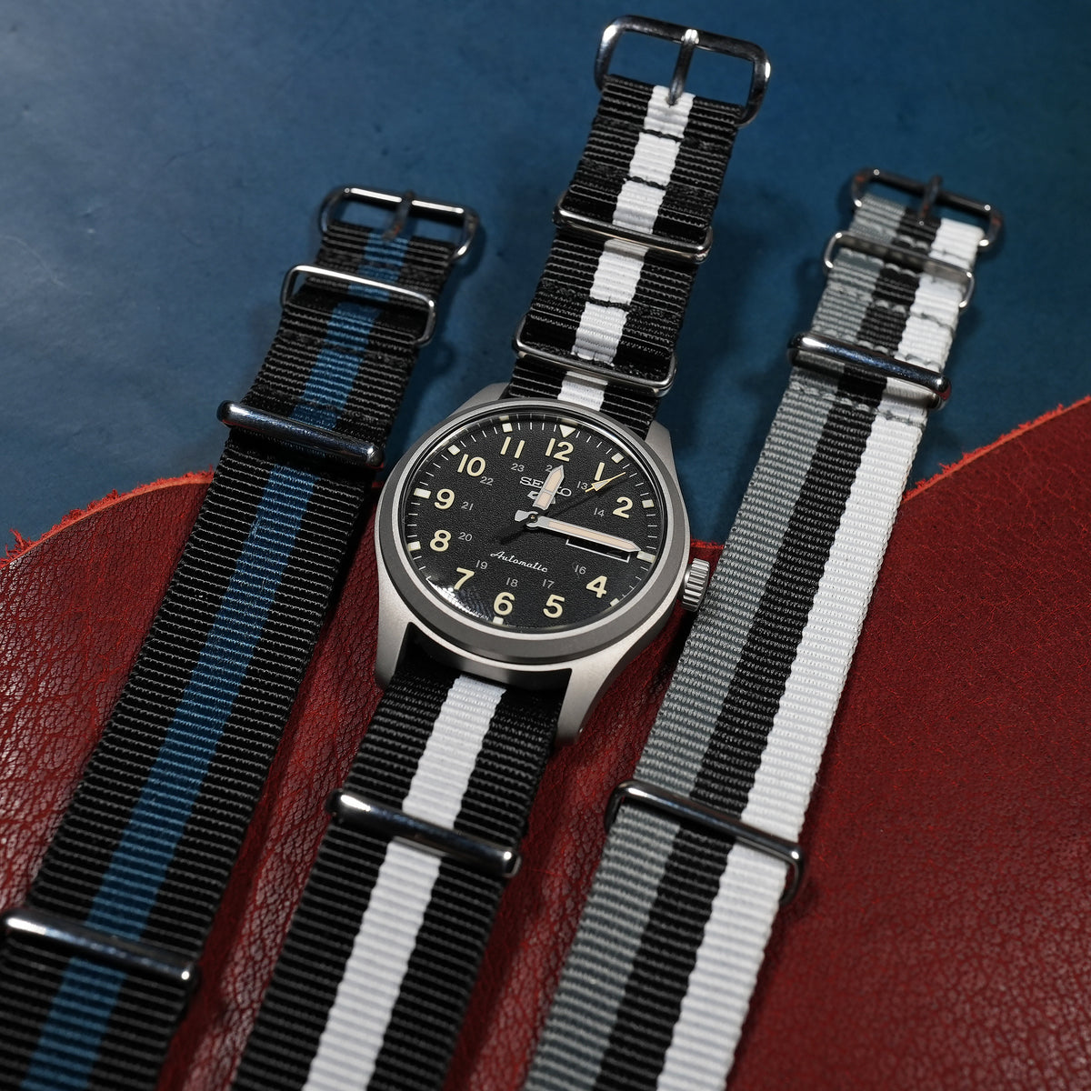 Premium Nato Strap in Black White - Nomad Watch Works MY