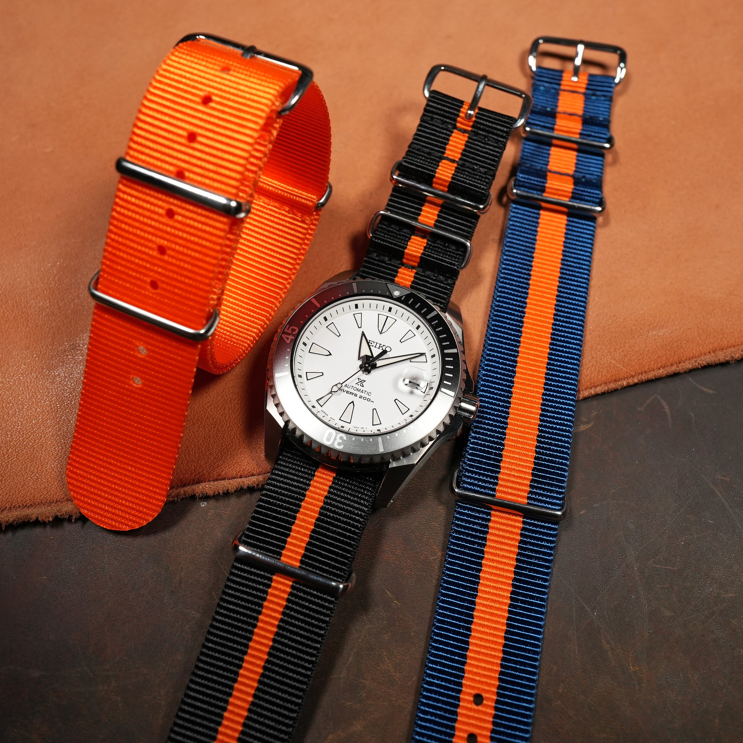 Premium Nato Strap in Black Orange - Nomad Watch Works MY