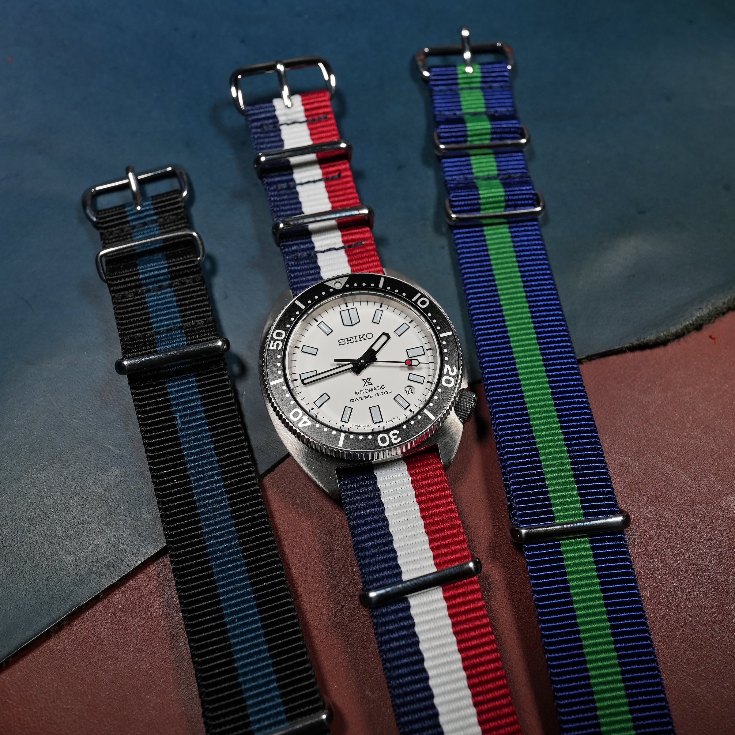 Premium Nato Strap in Navy White Red - Nomad Watch Works MY