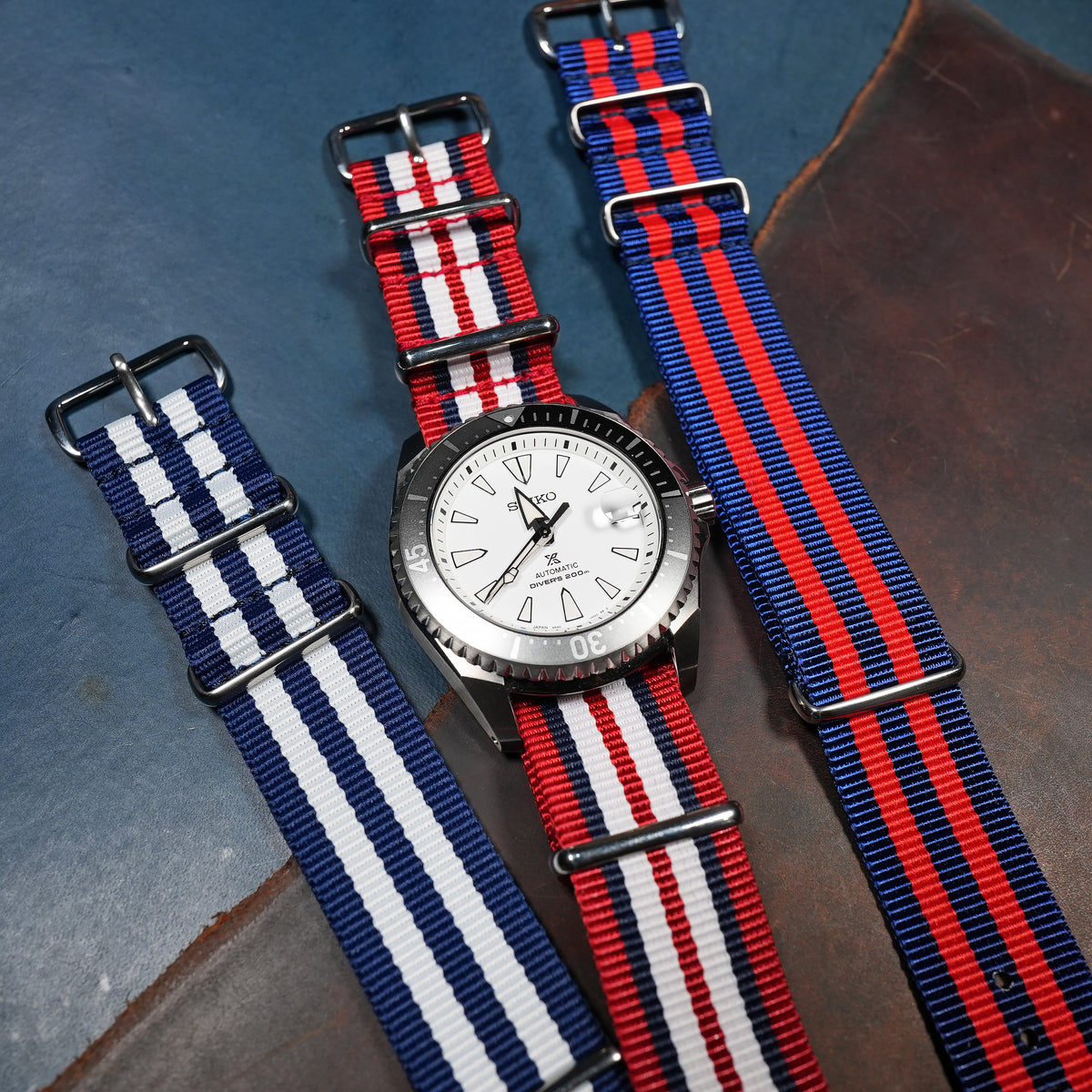 Premium Nato Strap in Red Navy White - Nomad Watch Works MY