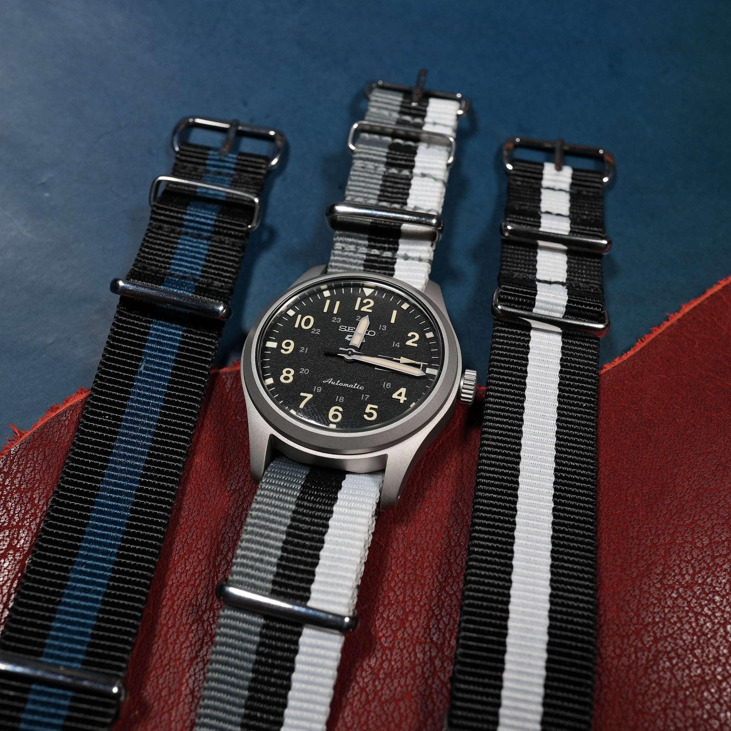 Premium Nato Strap in Grey Black White - Nomad Watch Works MY