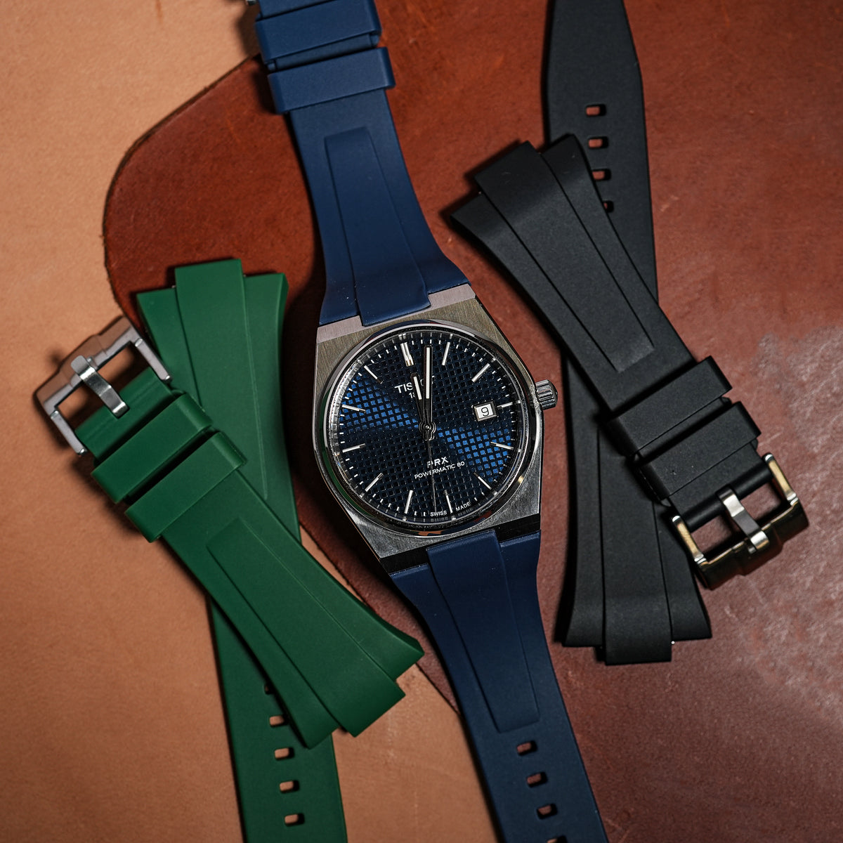 Flex Rubber Strap in Navy for Tissot PRX - Nomad Watch Works MY