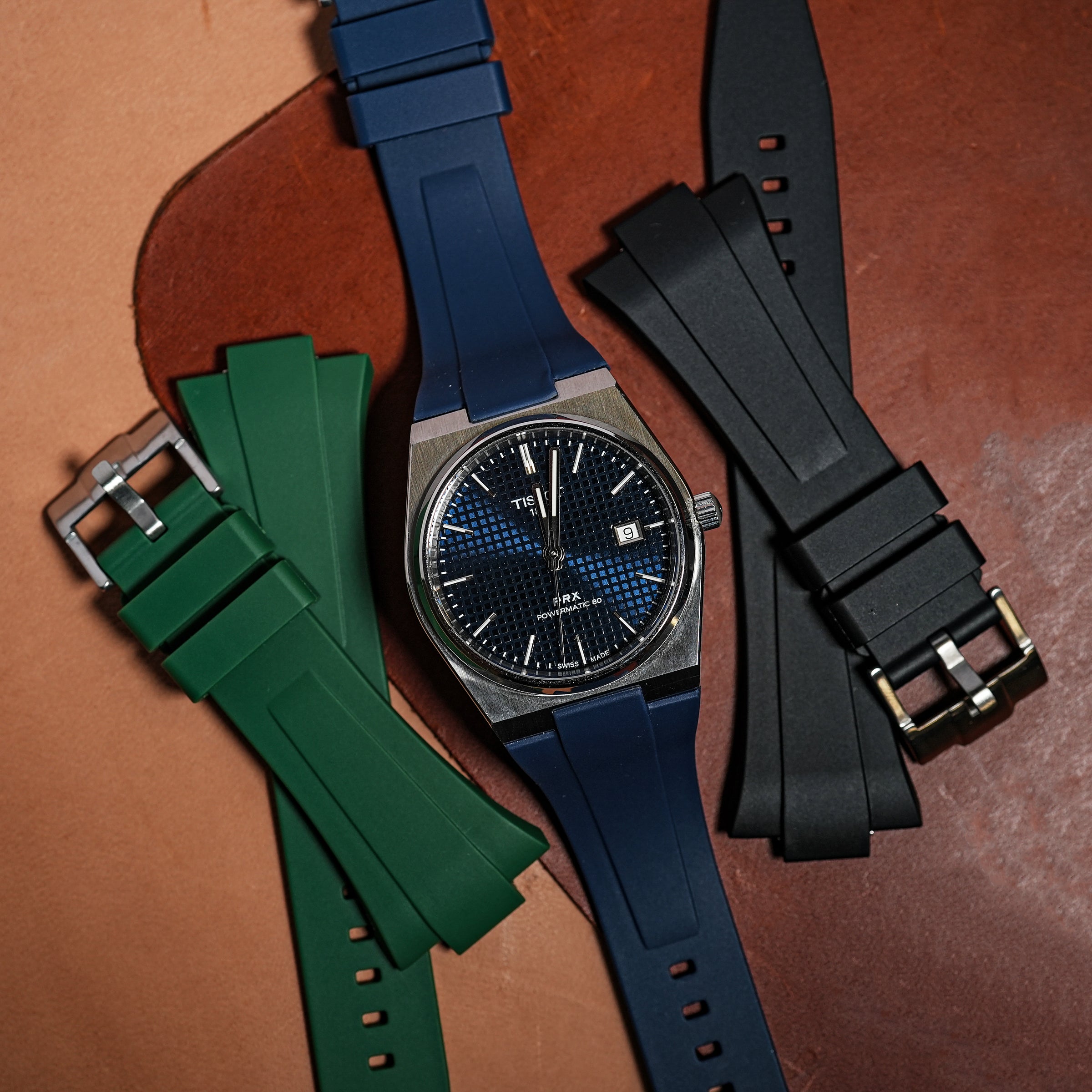 Flex Rubber Strap in Navy for Tissot PRX - Nomad Watch Works MY