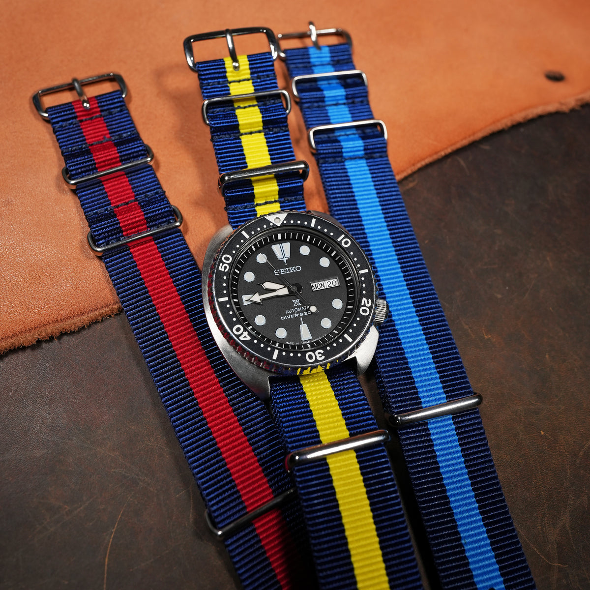 Premium Nato Strap in Navy Yellow - Nomad Watch Works MY