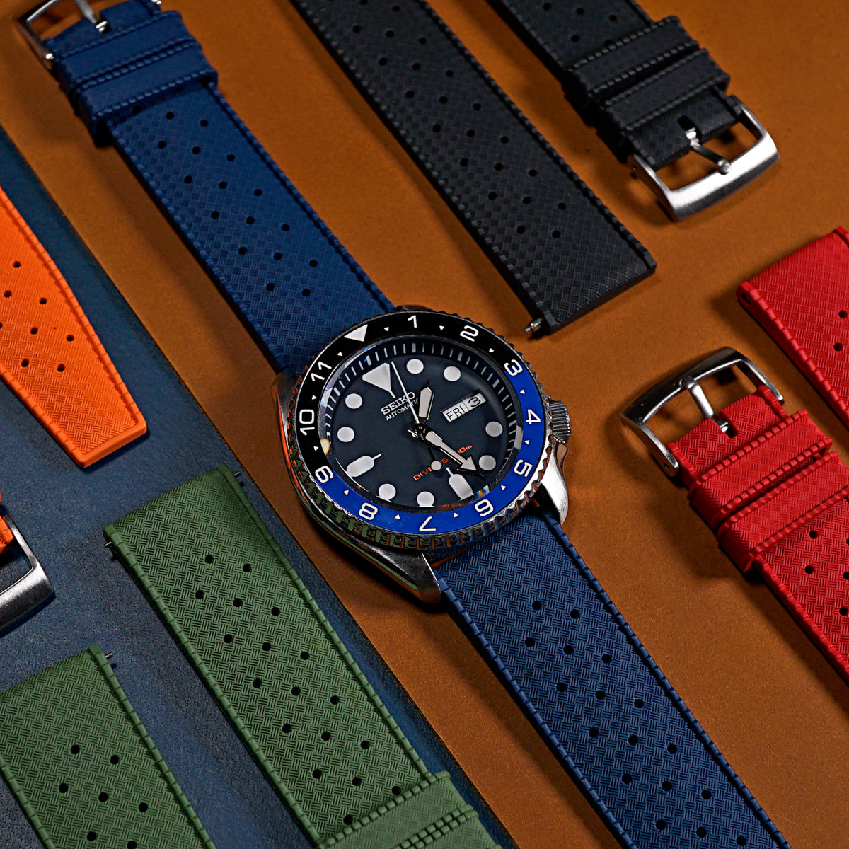 Tropic FKM Rubber Strap in Navy (20mm) - Nomad Watch Works MY